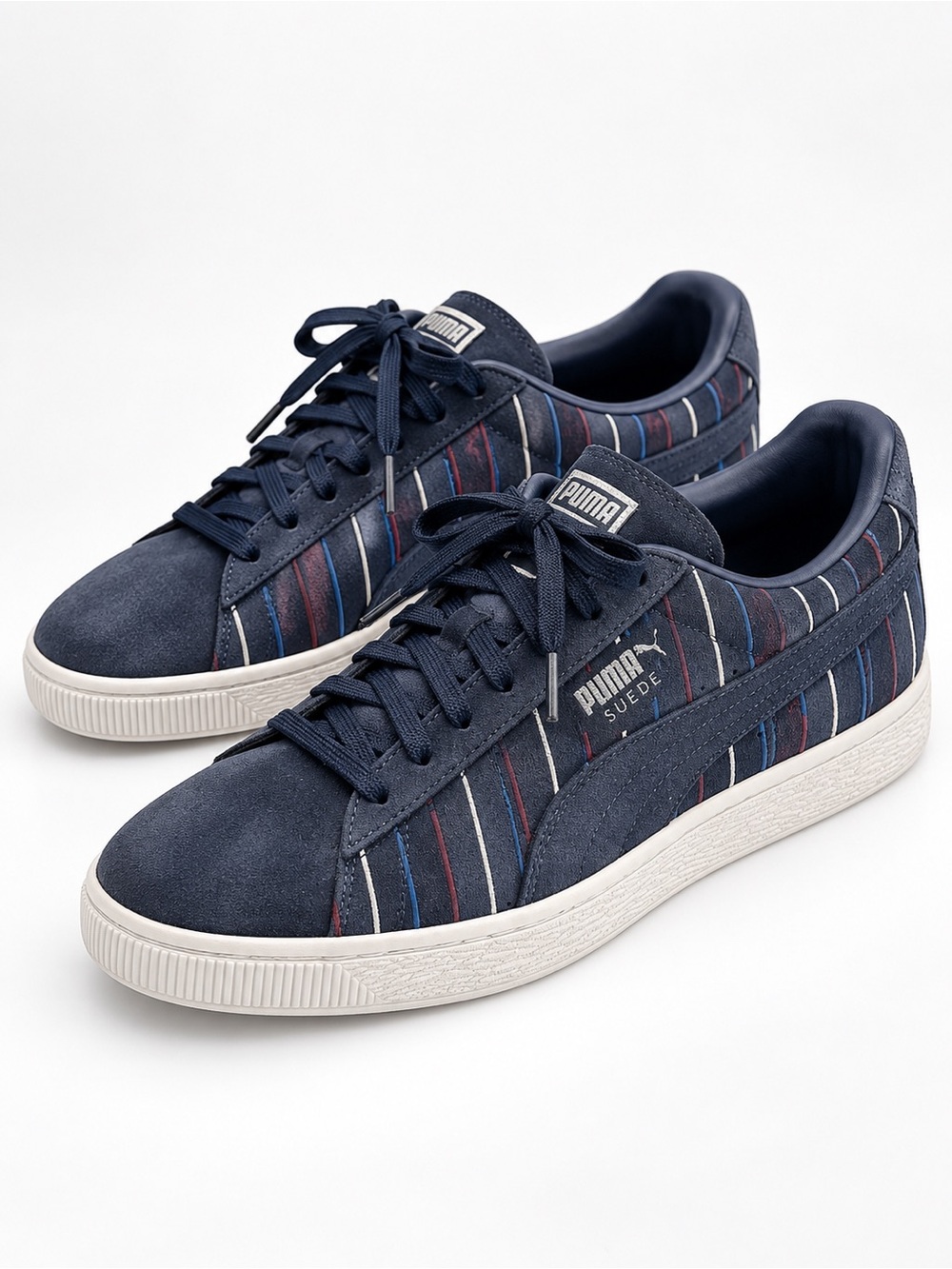 PUMA Suede Classic Striped Peacoat Blue Navy Sneakers 359404-01